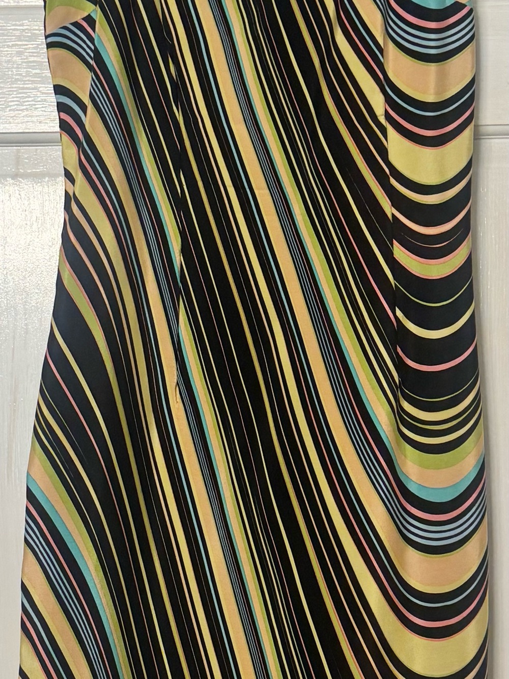 Women’s Black Stripe Spaghetti strap dress with Pastel Accents